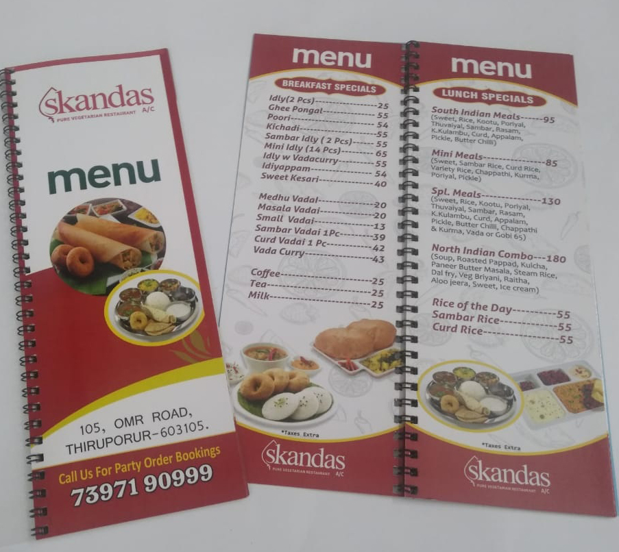 Menu Cards - Si Digital Guduvanchery